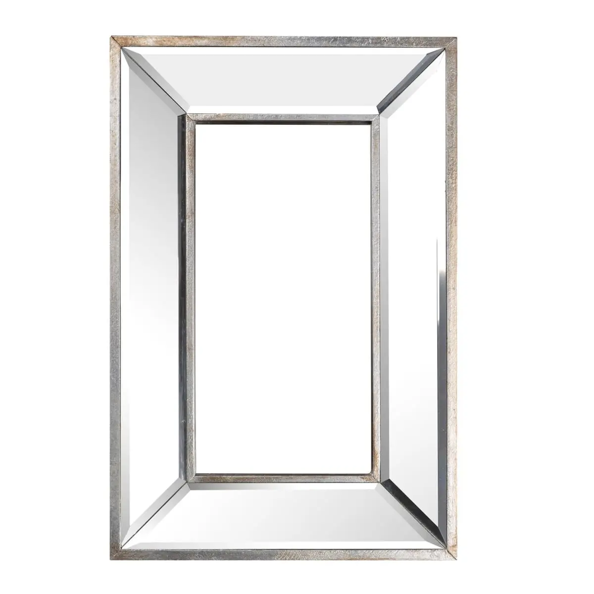 Vintage Wooden Frame Silver Rectangle Wall-Mounted Accent Mirror - 360 Stand, 12.2x18.1x1.6 in, Hanging Installation, Distortion-Free Reflection, Glass, Elegant Room Decor