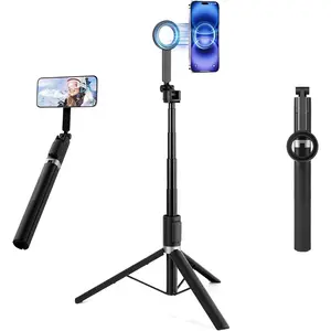 Selfie Stick for , 67" Phone Tripod for  MagSafe with Remote, Portable Travel Tripods Stand for Vlogging/Recording/Content Creation, Selfie Stick with Metal Ring for Android