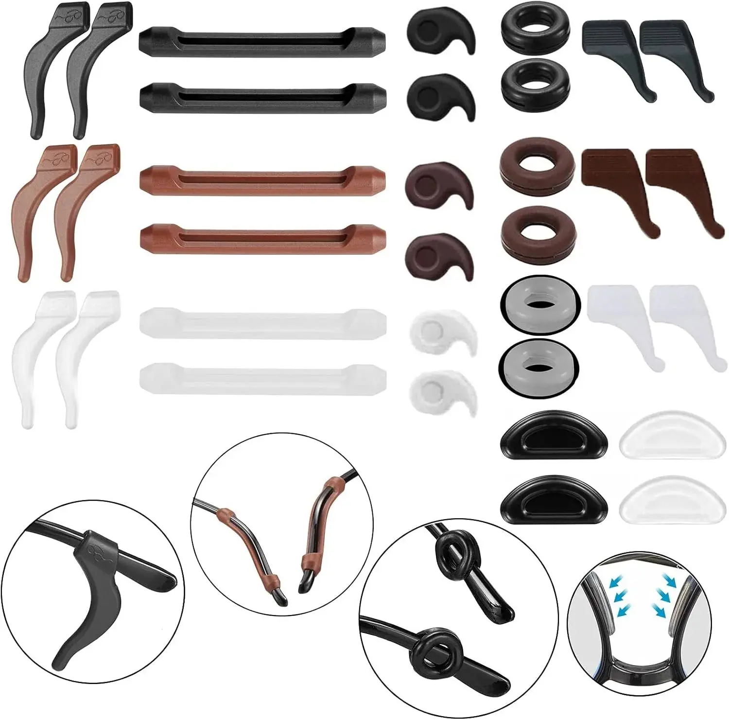 34PCS Eyeglasses Retainers Silicone Glasses Temple Holders Anti-Slip Protectors Comfort Eyewear Spectacle Stay Put Glasses Stoppers Ear Grip Hooks