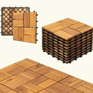 10pcs Interlocking Deck Tiles, Outdoor Patio Flooring, 11.8"x11.8" Interlocking Decking Tile Outdoor All Weather Use, Waterproof Patio Pavers for Pool Balcony Backyard Porch, Golden