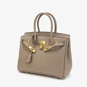 2025 New Arrival: Summer Women's Handbag — Genuine Leather Birkin-Style Tote. Featuring a Lychee-Grain Texture, this High-End, Large-Capacity Bag Exudes Sophistication.