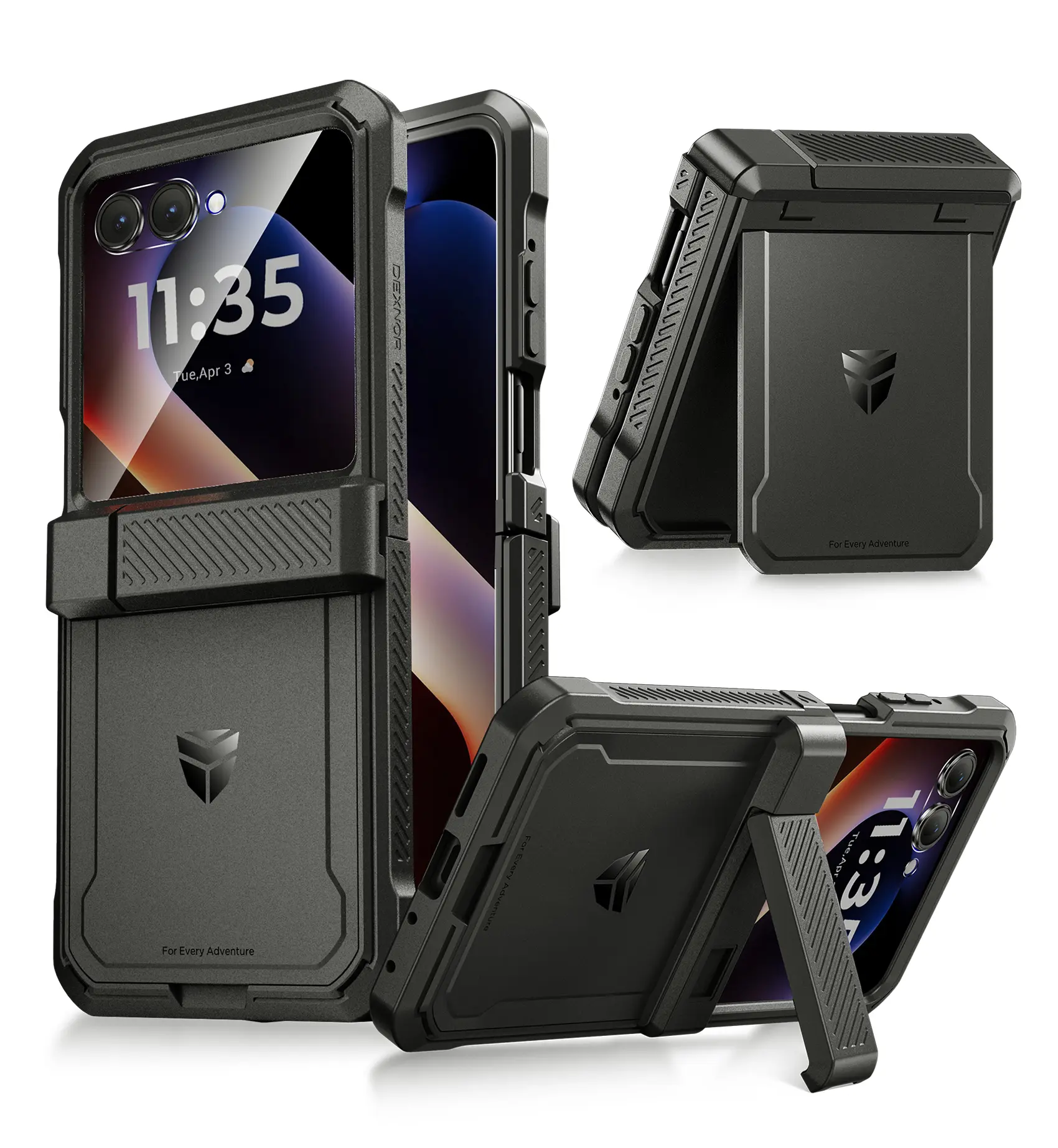 Dexnor for Motorola Moto Razr 2026/2025/2024 Case, [Bulit-in Dual Kickstands & Hinge Protection Cover] Heavy Duty Full-Body Rugged Shockproof Protection Phone Case with Screen Protector, 6.9 inch