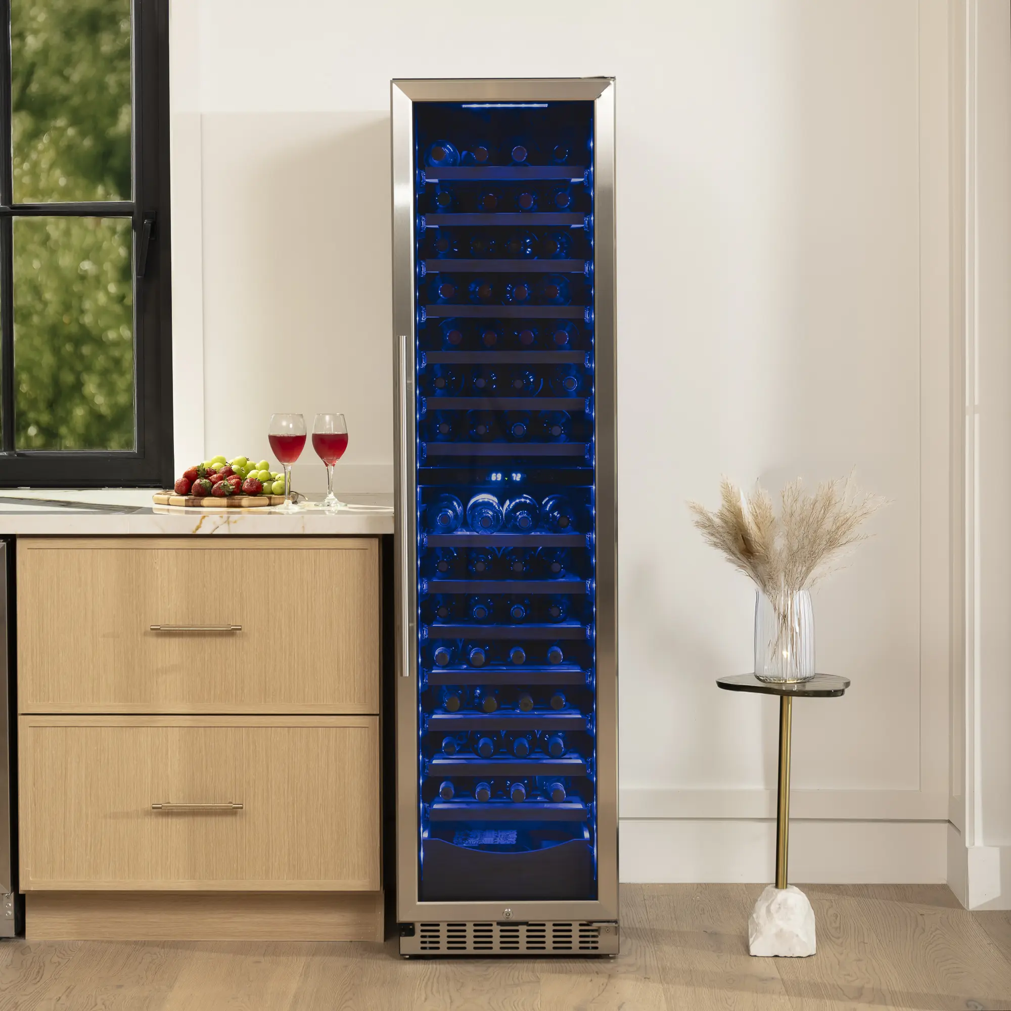 Antarctic Star 385L Dual Zone Wine Cellar Refrigerator – 111-Bottle Built-in or Freestanding Beverage Cooler with Glass Door, LED Light, Digital Temperature Control