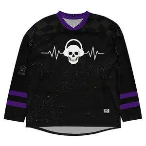 Halloween Rave Jersey EDM Hockey Jersey Black Rave Outfit EDM Festival Outfit Rave Merch Black Jersey for Rave Accessories Rave Gift for DJ