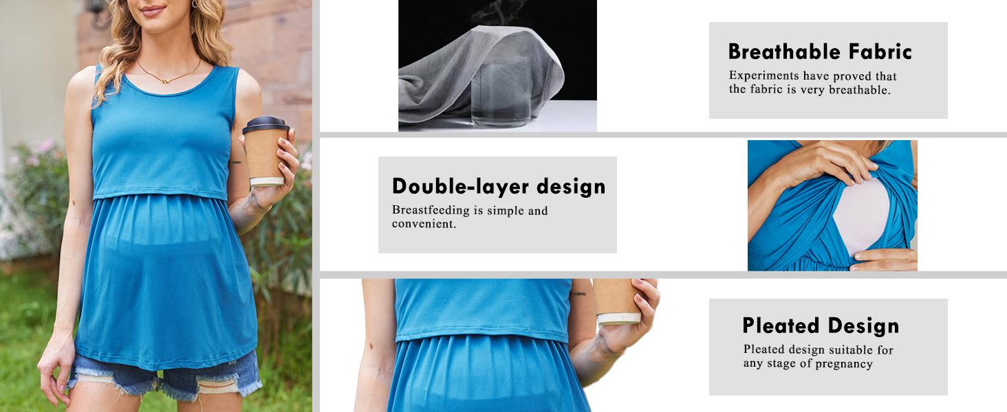 Ekouaer Women's Nursing Tank Tops for Breastfeeding 3 Packs hospital gown labor and delivery