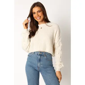 Catalina Polka Dot Texture Knit Sweater - Ivory