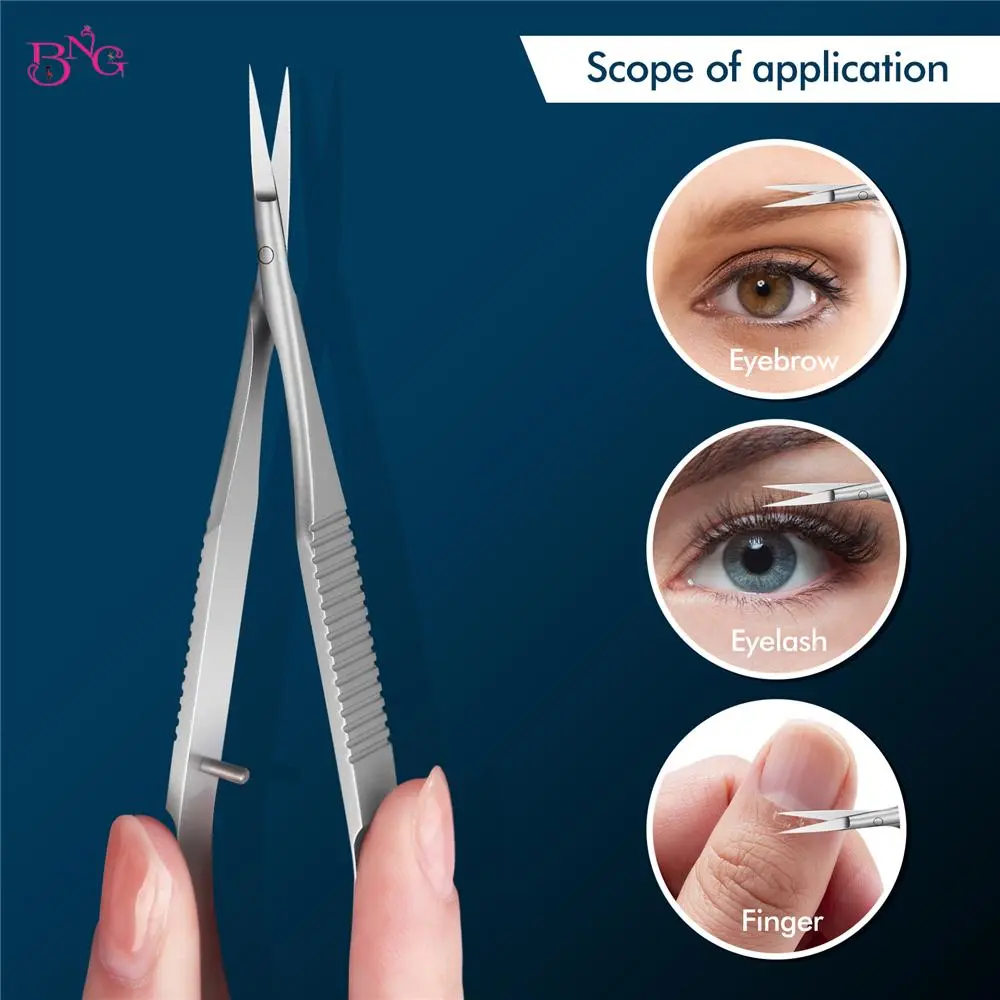 New 12cm Nail Cuticle Scissors Flat Handle Eyebrow Tweezers Stainless Steel Micro Scissors Cut Nose Hair Makeup Tools