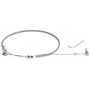 24" Universal Throttle Cable Kit Stainless Steel Braided Adjustable Automotive Accelerator Cable Covering Locking Kit