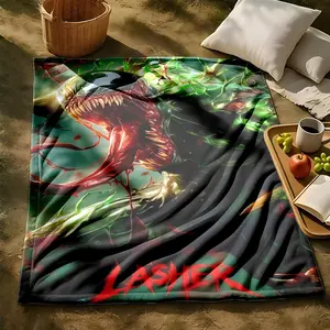 1 piece Venom and Symbiote Rashal's Terrifying Awakening themed flannel blanket - Modern design flannel sofa blanket, suitable for beds and sofas, all-season multi-purpose use, super soft and warm, digitally printed pattern, 100% polyester