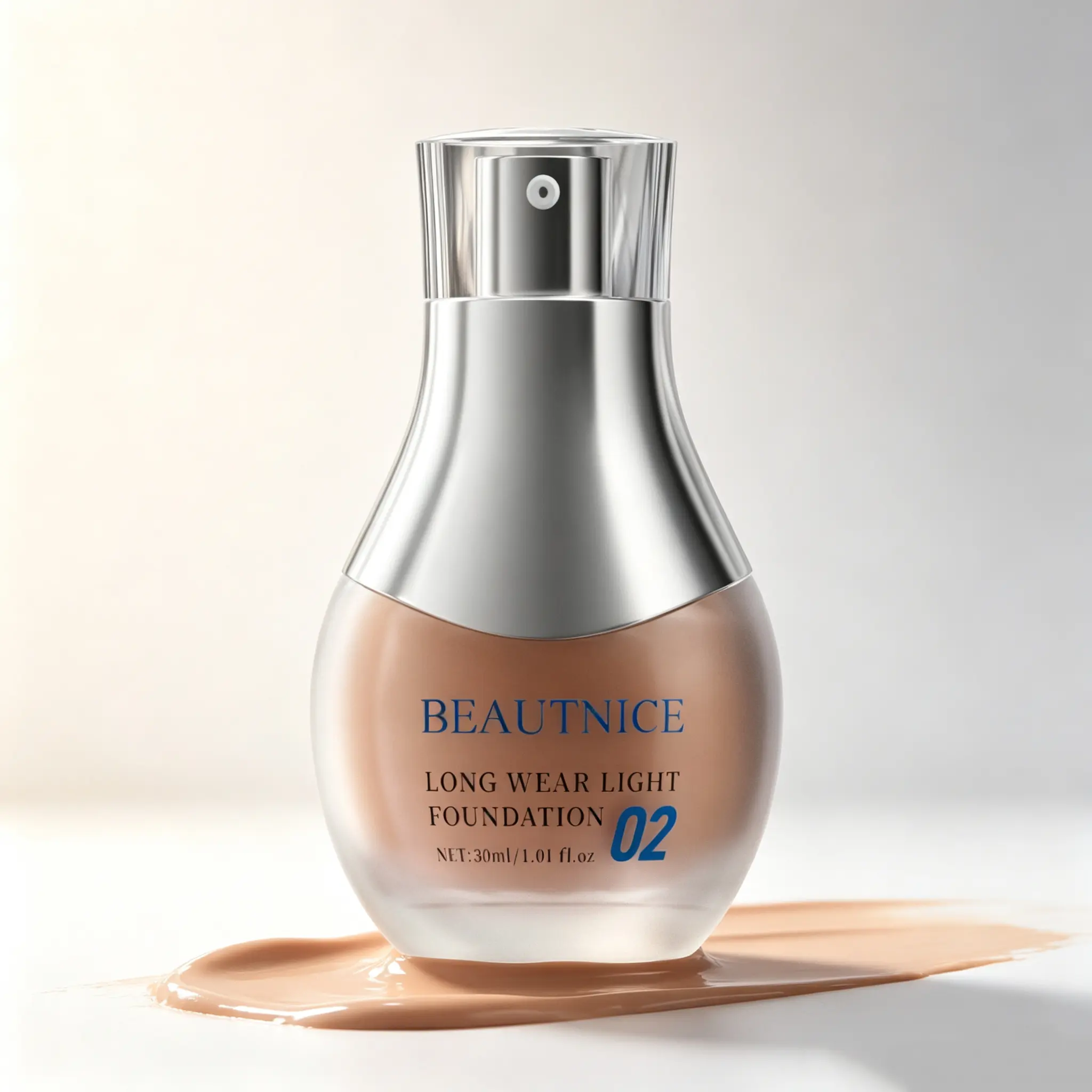 Makeup Shade 02 Long-Lasting Lightweight Liquid Foundation, Flawless Natural Skin Finish