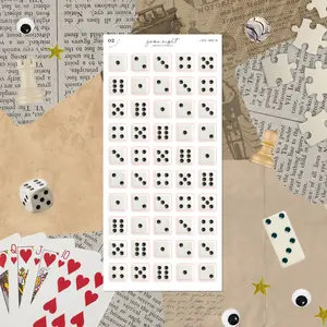 White Dice • Junk Journal Sticker Sheet • Game Night • Trinkets & Tidbits • Scrapbook Stickers • Vision Board • Retro Vintage Aesthetic