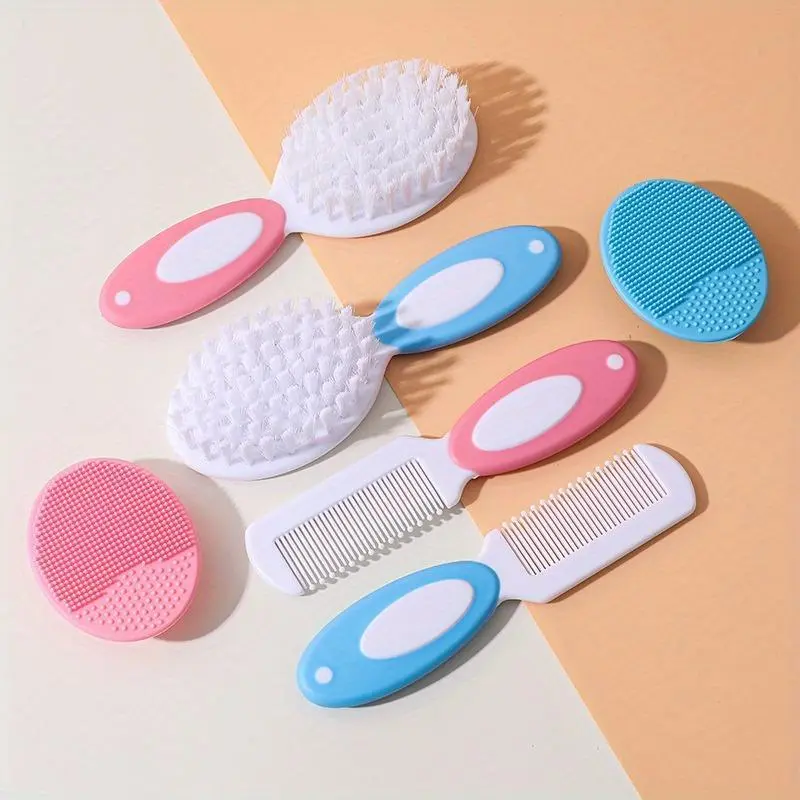 Baby Hair Brush, Cradle Cap Brush, Baby Hair Comb, Baby Hair Brush and Comb Set for Newborns & Toddlers, Baby Brush Soft Bristles, Ideal for Cradle Cap, Perfect Baby Registry Gift, Care (Pink)