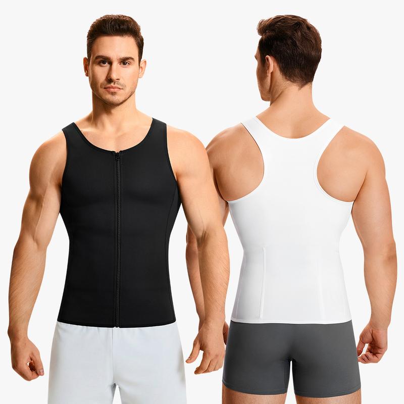 【Nebility】Men's  Waist Trainer Trimmer Compression Vest Steel Bone Support  Outdoor Sport Exercise Athletic Shapewear Fitness Zipper