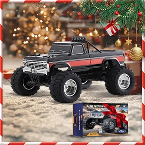 FMS Hobby 1:10 Scale Retro Ford F100 Monster Truck RC Car - Hobby Grade RC Vehicle, Radio-Controlled Car with 1:10 Scale Realism, Clamshell Hood, Dent Design, Batteries, RTR Remote Control for Vintage Enthusiasts