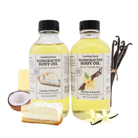 Nontoxic Beauty Viral Favorites Body Care Bundle - Silky Scented Body & Massage Oils with Vanilla Scents Warm Vanilla Bean & Coconut Cream Blend for Soft, Moisturized Radiant Skin