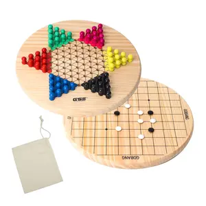 11.5" 2-in-1 Wooden Chinese Checker and Gobang Game