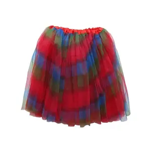 Rainbow Red Tutu Skirt for Women – 3-Layer Tulle Ballet Skirt for Costume, Dress-Up, Dance, & Cosplay