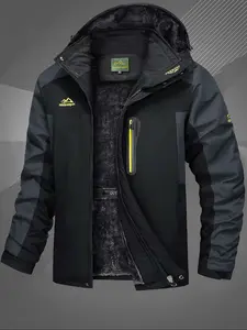 Men's Winter Ski Jacket, Warm Plush Lined Waterproof Windproof Hooded Outdoor Casual Thick Coat, Ideal for Hiking Running Camping Fishing, Waterproof Windproof Outerwear