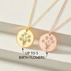 Combined Birth Flower Necklace, Mother Necklace, Birth Flower Jewelry