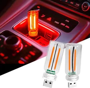 USB Light Touch Dimmable Retro USB Led Lights for Car,Mini USB Light Bulb Ambient Lighting for Car Bedroom Party Christmas Hallway Camping,Red Pack