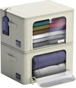 Sorbus Jumbo Stackable Storage Boxes with Metal Frame and Handles, 2 Pack Household Organiser