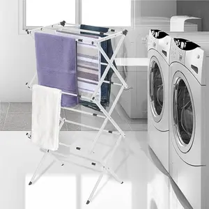 BLACK + DECKER Laundry Organization Expandable/Collapsible Clothes Drying Rack - Oversized for Multiple Garments - White - Accessories Metal Steel