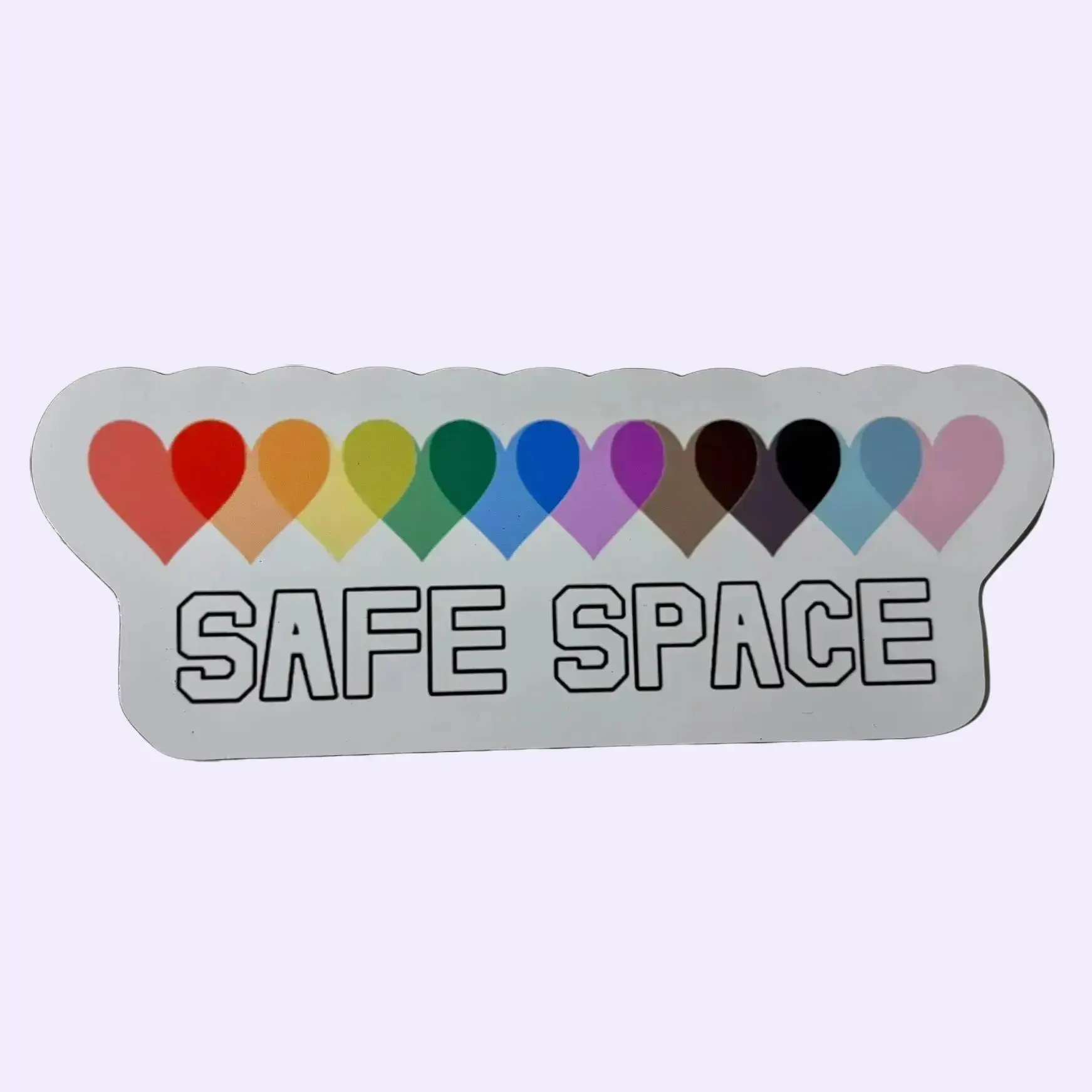 Safe Space Magnet Decor Vinyl 2 x 7 Perfect for Fridge or Car Rainbow Hearts Design