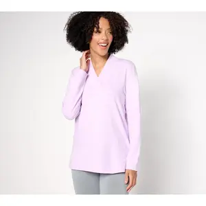 Denim & Co. Active Textured Cotton Printed or Solid Pullover