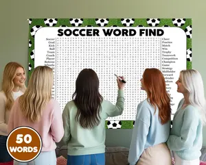 Soccer Word Search Game, Giant Crossword Puzzle, Large Word Find, Gathering Activity Poster