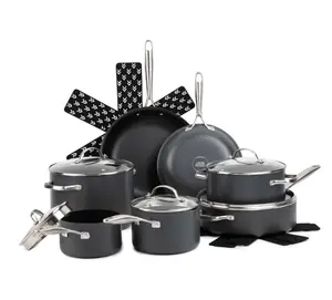 Thyme & Table Hard Anodized 15-Piece Cookware Set Non-Stick - Black