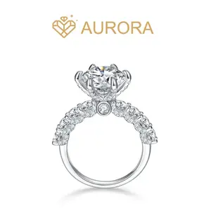 【#144 Amor Plum Blossom】Full Moissanite rings with 925 Sterling Silver Anniversary Auspicious Wedding Engagement Jewelry Synthetic Moissanite