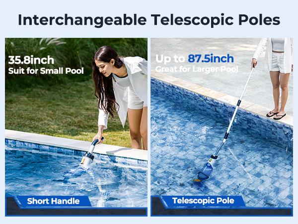 BigSale88！！Pool Vacuum for Above Ground Pool, JESIMAIK Cordless Pool Vacuum with 18.5 GPM, 60 Min Runtime, Telescopic Pole, Ideal Above Ground Pool Vacuum for Inground Pool, Spas, Hot Tubs tiktokshopbacktoschool