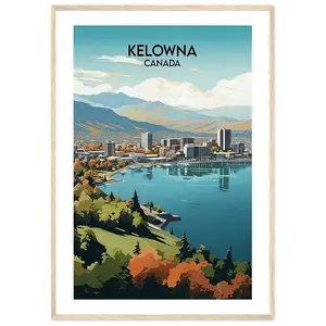 Kelowna Travel Print Canada Poster Custom Personalised Wedding Birthday Gift