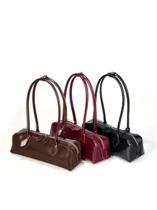2025 new Korean niche design single shoulder portable large-capacity cowhide baguette bag commuter women's bag underarm bag genuine leather bag