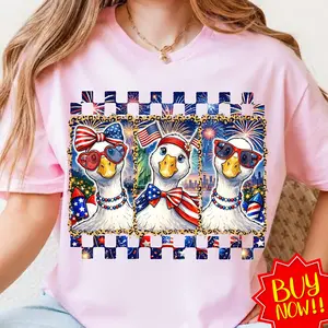 Chill The Fourth Out Goose Shirt, Funny Patriotic Tee, Retro USA Vibes Graphic, Independence Day Outfit, Comfort Colors T-Shirt.