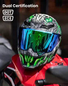 ILM Motorcycle Helmets DOT & ECE for Adult Men Women Full Face Powersports Dual Visor Street Racing Helmet Model MF509