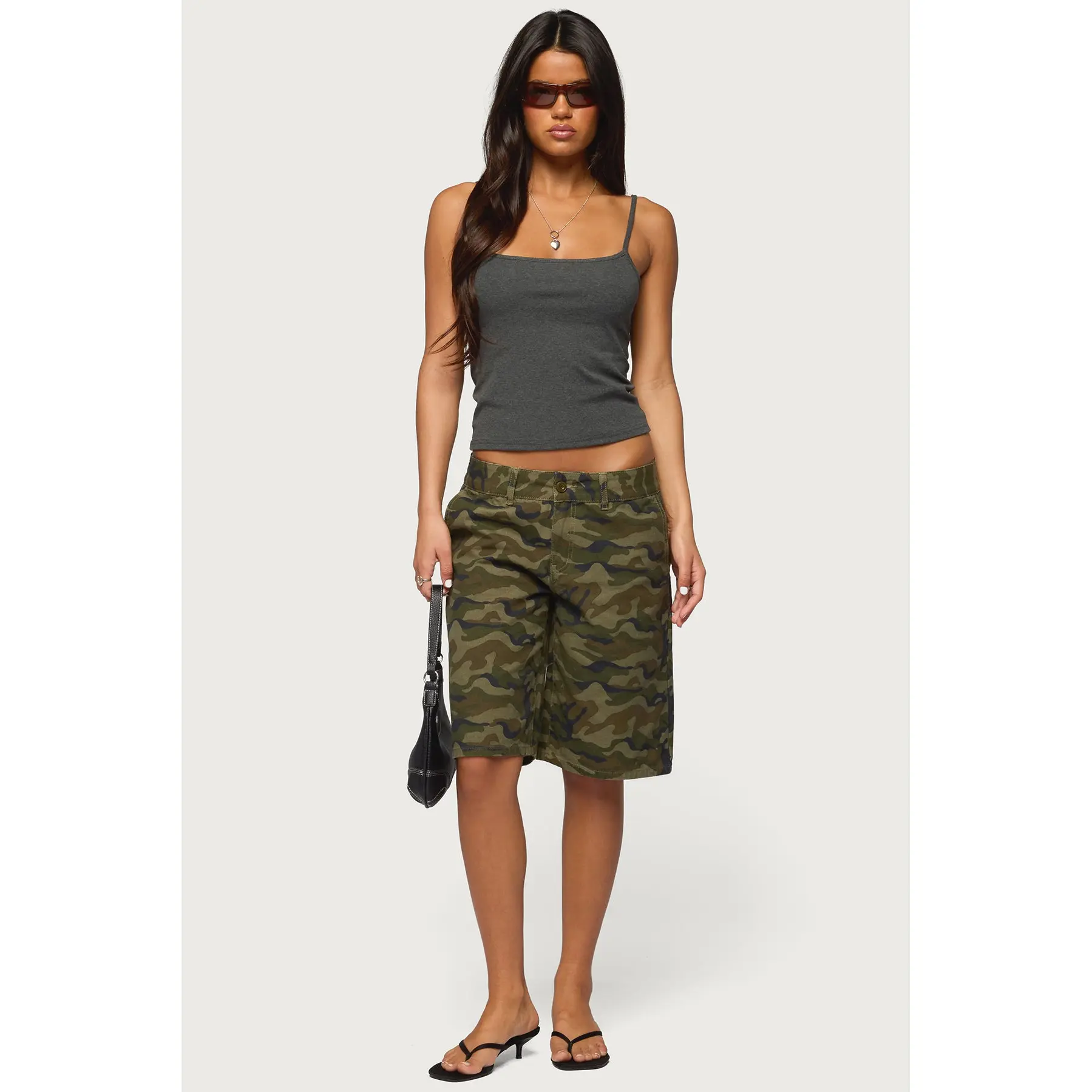 Camo Denim Low Rise Bermuda Shorts Camo Denim Low Rise Bermuda Shorts