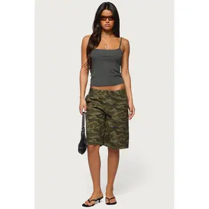Camo Denim Low Rise Bermuda Shorts Camo Denim Low Rise Bermuda Shorts