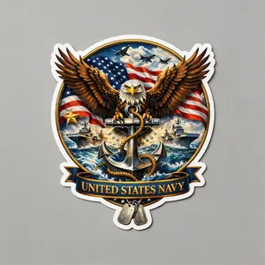 US Navy Eagle Anchor Sticker, Patriotic Military Decal, Veteran Gift, Waterproof Vinyl