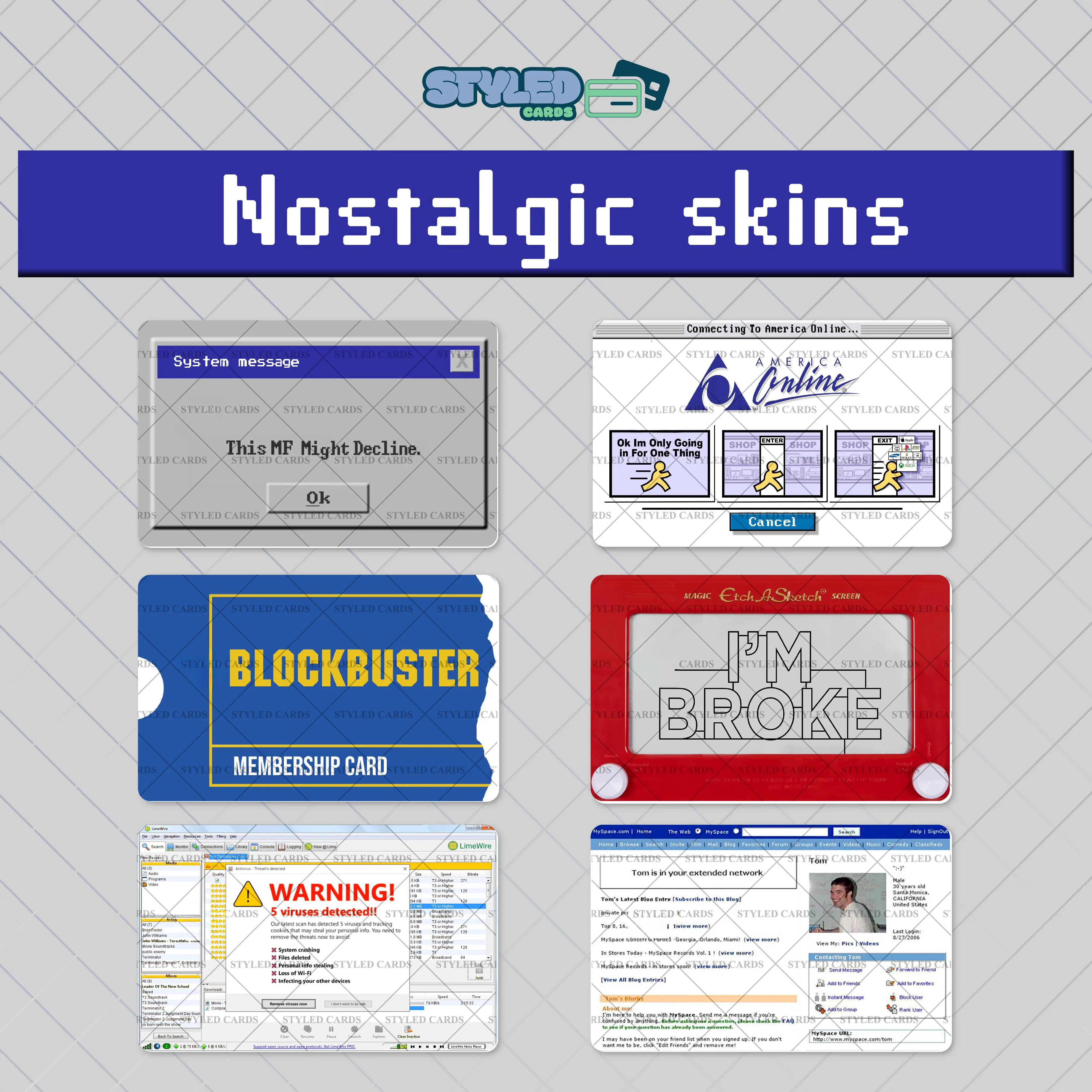 nostalgic rectangle vinyl stickers/skins with high quality vinyl and UV ink
