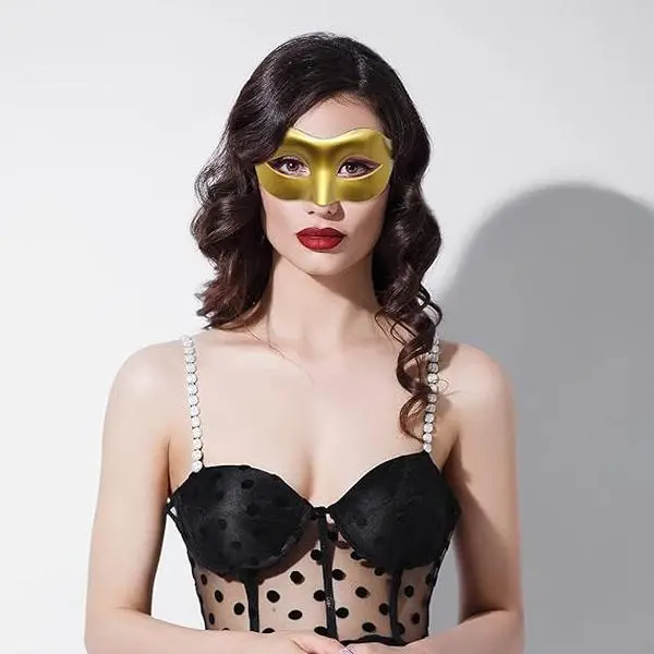 Slim Plastic Half Mask - Gold | White | Black | Silver - Costume Accessory