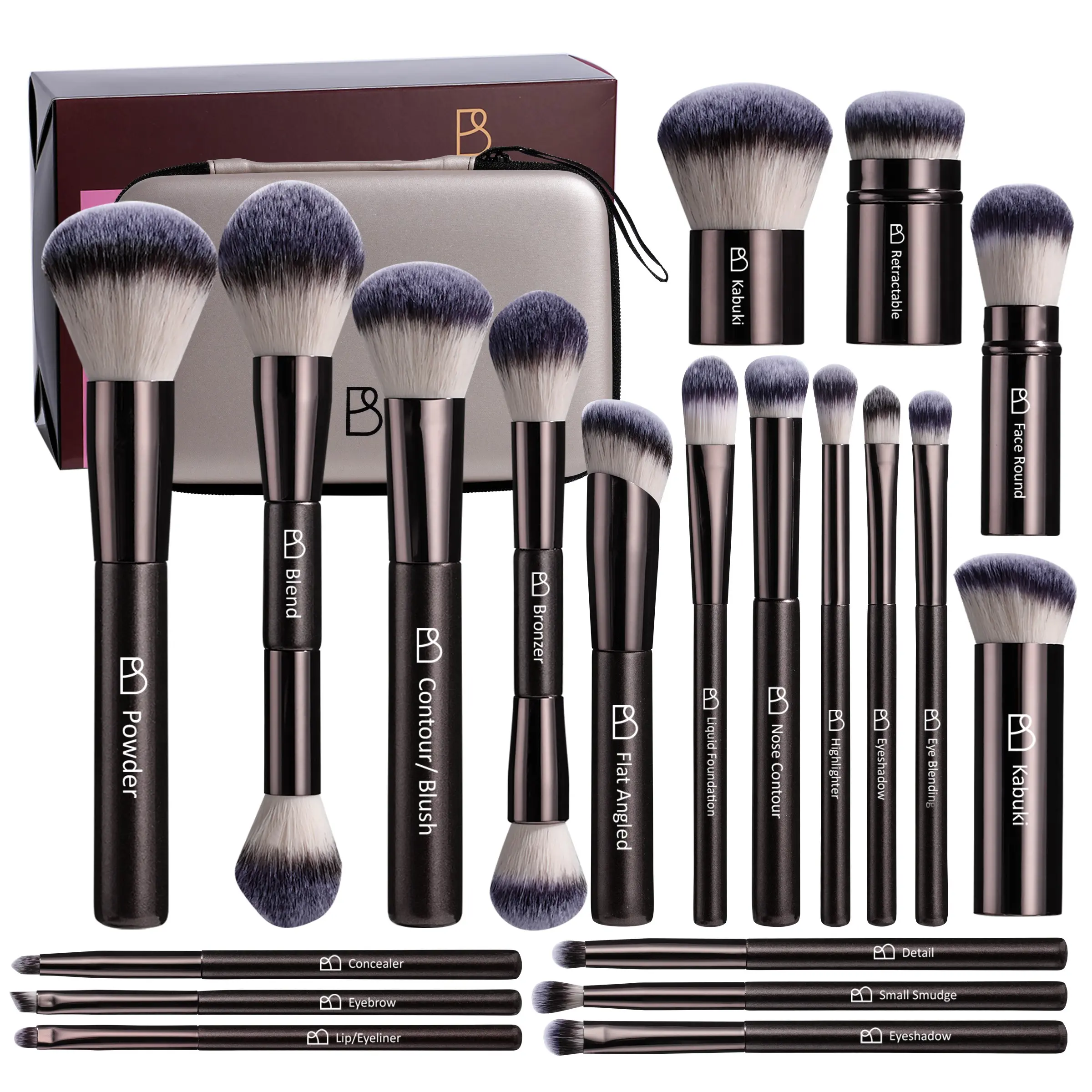 Bs-Mall 20-Piece Professional Makeup Brushes Set with Makeup Bag, Ideal for Foundation, Loose Powder, Blush, Concealer, Eyeshadow, Beginner Friendly & Makeup Lover Cosmetic Tools