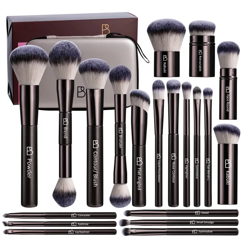 Bs-Mall 20-Piece Professional Makeup Brushes Set with Makeup Bag, Ideal for Foundation, Loose Powder, Blush, Concealer, Eyeshadow, Beginner Friendly & Makeup Lover Cosmetic Tools