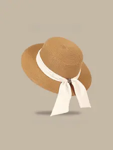 Women's Straw Hat, Five Colors Available, Perfect for Outdoor Travel & Beach Vacations, Sun Protection Design, Vintage Flat Top Style, Ideal Gift, Sunscreen Hat