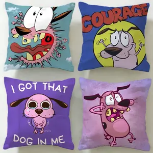 cartoon series Courage the Cowardly Dog Cushion Cover Ultra-Soft Reversible Plush Pillow Cover, fluffy comfort for car, sofa, bedroom, Skin-friendly fabric, Easy clean & maintain, home decor, Bedroom Decorative Accessories, gift for family & friends