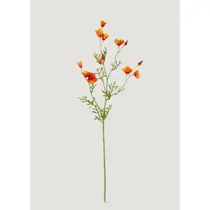 Orange Mini Fake Poppy Flower Spray - 26"