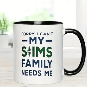 "Sims Family Needs Me" Mug - Ceramic Coffee Cup Suitable for: Iconic Sims Video Game Series - Microwave & Dishwasher Safe Gamer Gift for Sims Fans, Collectible Cup for Daily Use or Display (Ceramic)