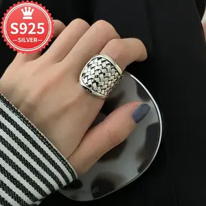 A woven wide ring - hypoallergenic, retro design, suitable for daily wear and party wear, perfect for Christmas, birthday gift jewelry, you can give to family or friends， guitar string bracelet false neckline wig latisha hair wig latisha sensationnel wig