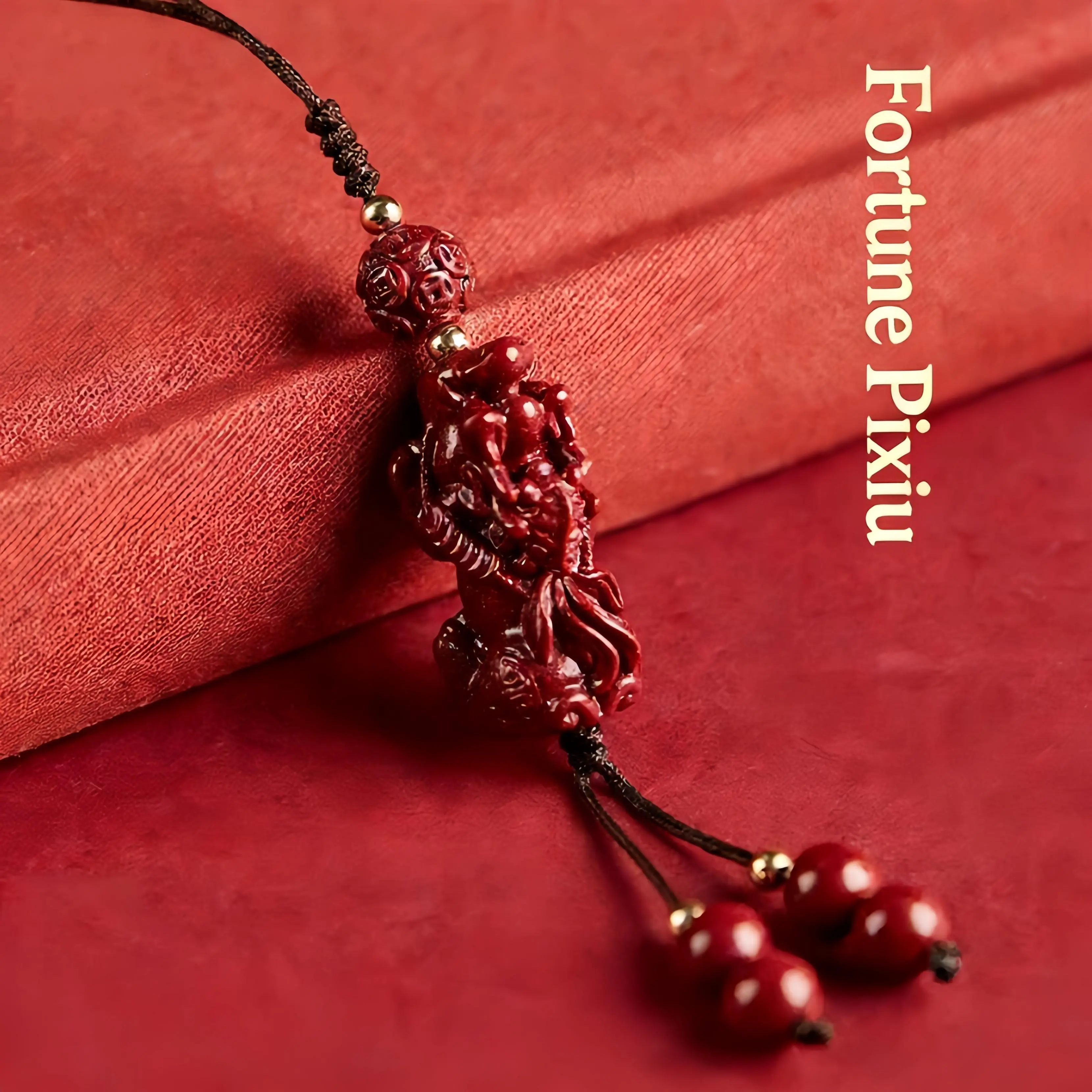 Pup CZ Cinnabar Pixiu Smartphone Charm - Stylish Fashion Costume Jewelry, Money-Attracting Feng Shui Wealth & Protection EDC Bag Charm Decoration Keychain for Men, Bag Charm Keychains, Charm Decoration Keychains