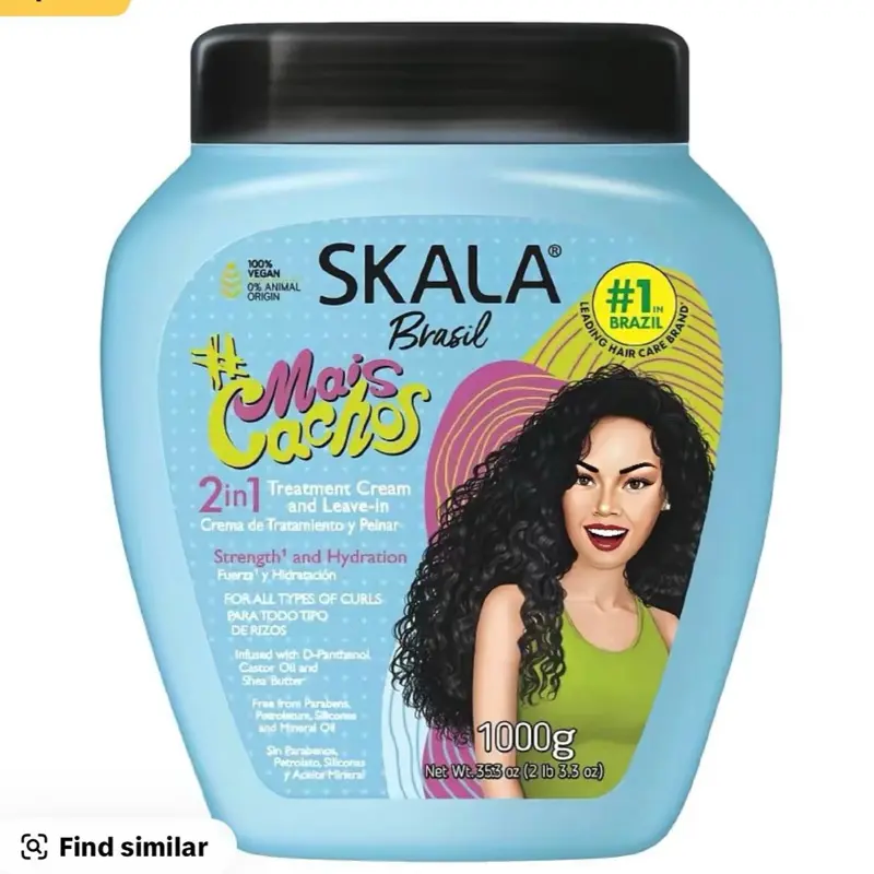 Amorce originale SKALA Brasil #Mais Cachos 2-in-1 Curl Treatment Cream & Leave-In Haircare, Aloe Moisturizer with Strength, Hydration, Repair & Frizz Control, 1000g (35.3 oz)